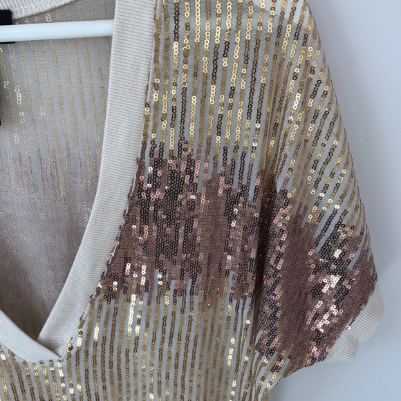 INC INTERNATIONAL CONCEPTS SEQUIN PARTY TOP TUNIC DEEP V NECK - Picture 3 of 10